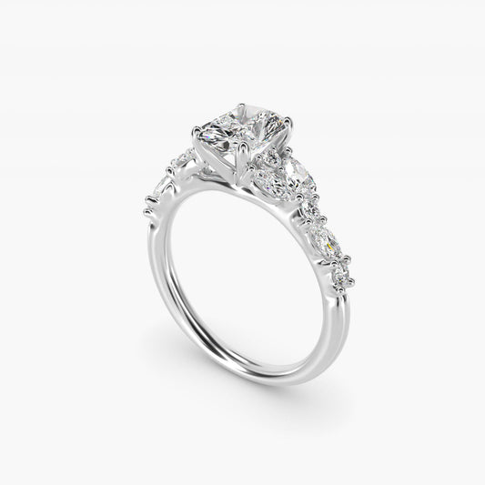Romantic Pear and Round Diamond Twist Engagement Ring in 14k White Gold (1/2 ct. tw.) - Radiant Center