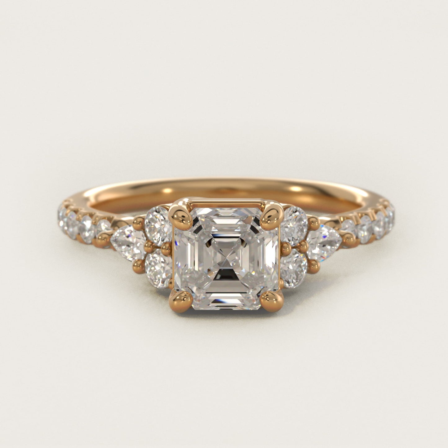 Romantic Round and Pear Cluster Diamond Engagement Ring in 18k Yellow Gold (1/3 ct. tw.) - Asscher Center