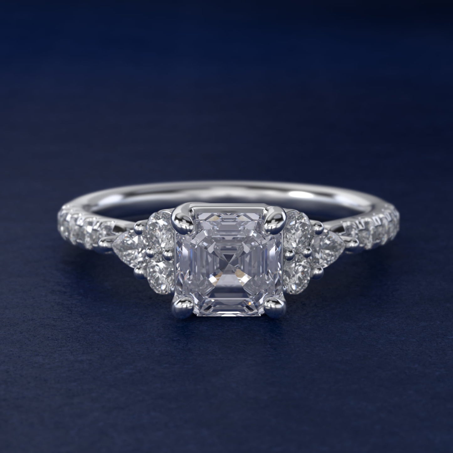 Romantic Round and Pear Cluster Diamond Engagement Ring in Platinum (1/3 ct. tw.) - Asscher Center