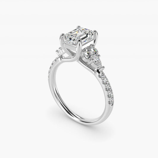 Romantic Round and Pear Cluster Diamond Engagement Ring in 14k White Gold (1/3 ct. tw.) - Emerald Center