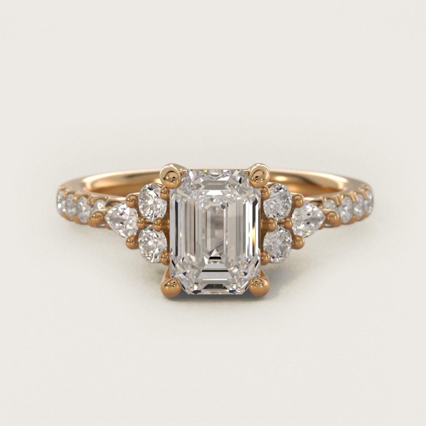 Romantic Round and Pear Cluster Diamond Engagement Ring in 14k Yellow Gold (1/3 ct. tw.) - Emerald Center