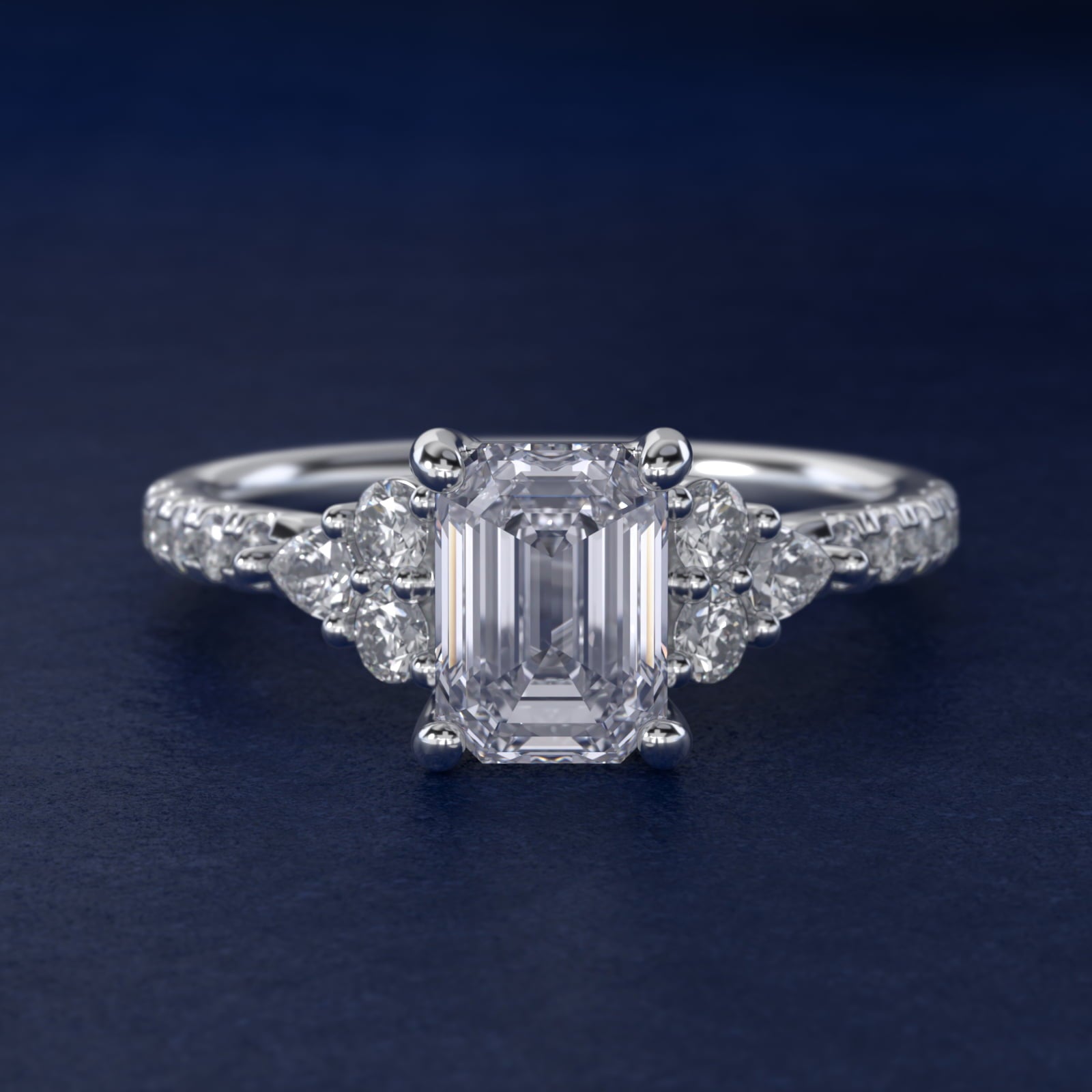 Romantic Round and Pear Cluster Diamond Engagement Ring in Platinum (1/3 ct. tw.) - Emerald Center