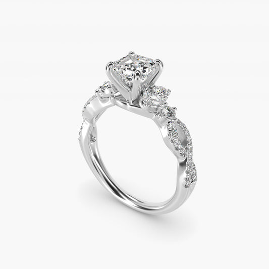 Romantic Twist Diamond Pear Accent Engagement Ring in 14k White Gold (1/4 ct. tw.) - Asscher Center