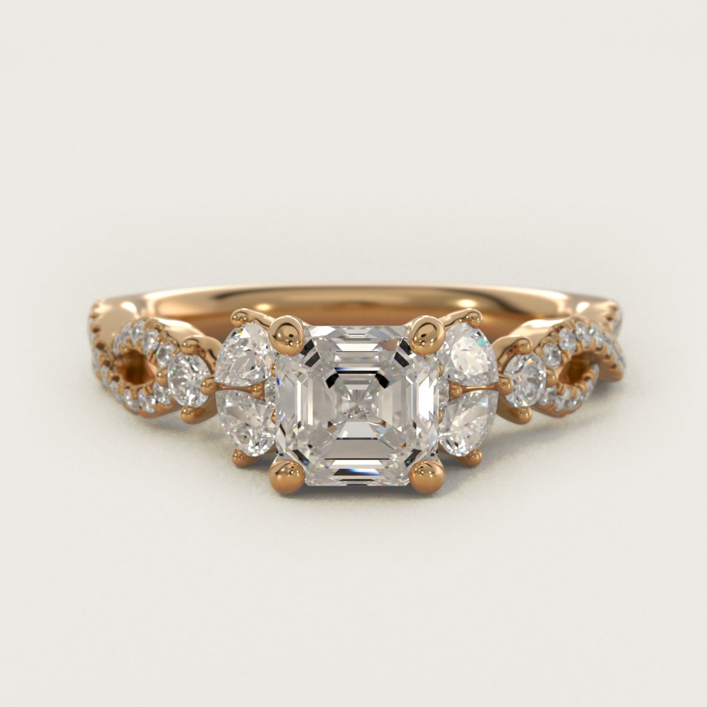 Romantic Twist Diamond Pear Accent Engagement Ring in 14k Yellow Gold (1/4 ct. tw.) - Asscher Center