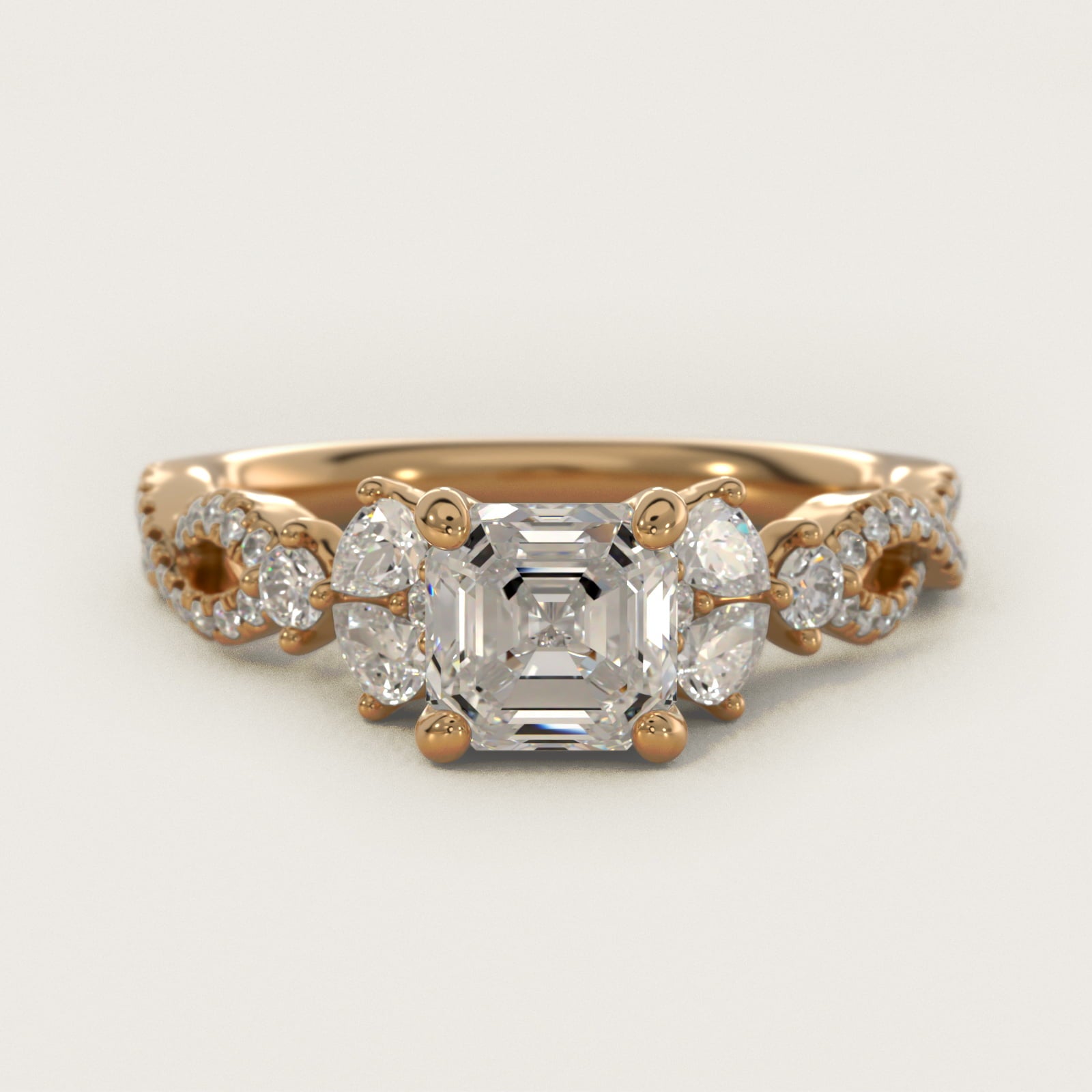 Romantic Twist Diamond Pear Accent Engagement Ring in 14k Yellow Gold (1/4 ct. tw.) - Asscher Center