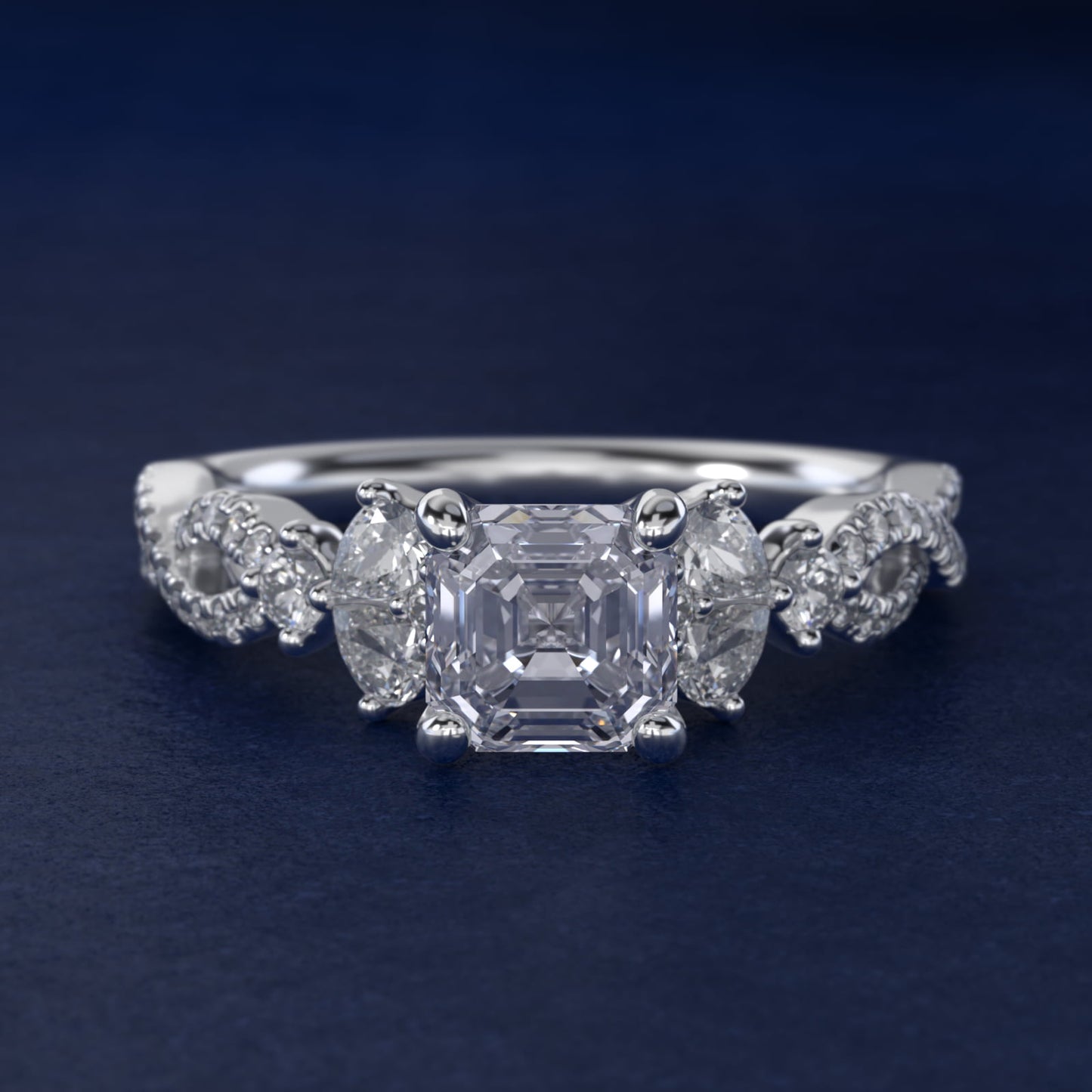 Romantic Twist Diamond Pear Accent Engagement Ring in Platinum (1/4 ct. tw.) - Asscher Center