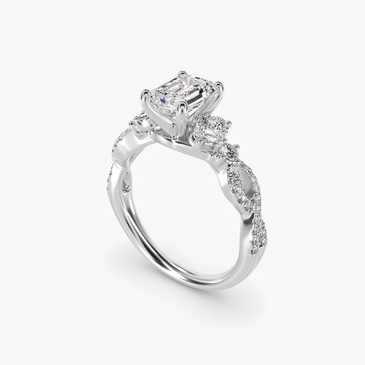 Romantic Twist Diamond Pear Accent Engagement Ring in 18k White Gold (1/4 ct. tw.) - Emerald Center