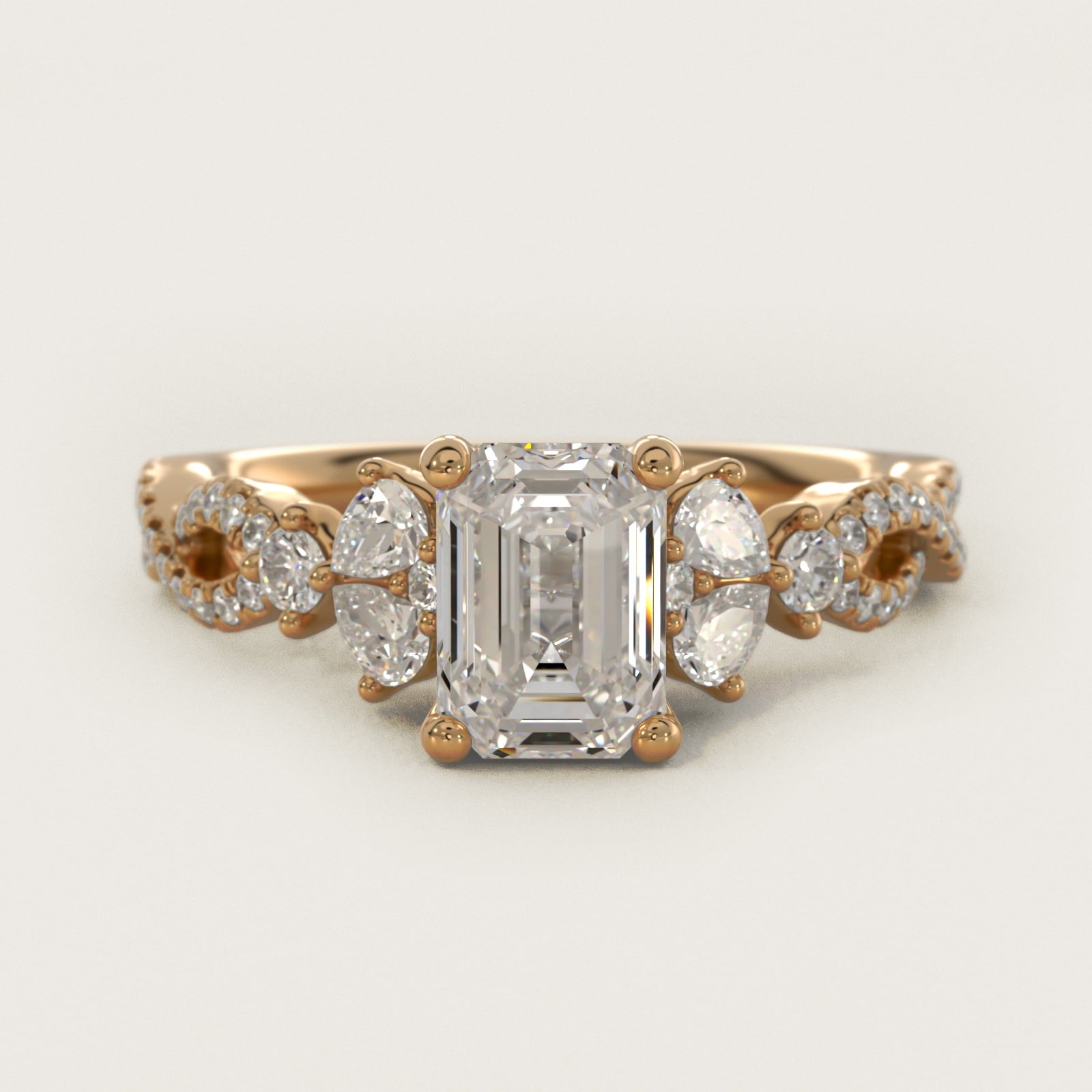 Romantic Twist Diamond Pear Accent Engagement Ring in 14k Yellow Gold (1/4 ct. tw.) - Emerald Center