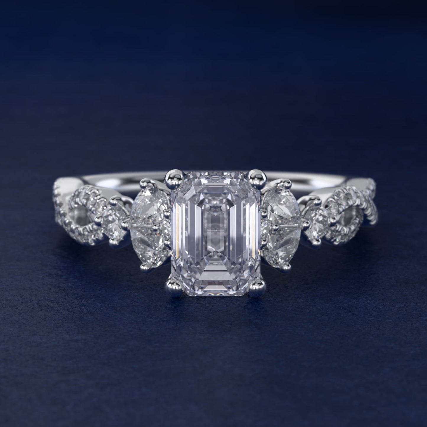 Romantic Twist Diamond Pear Accent Engagement Ring in Platinum (1/4 ct. tw.) - Emerald Center