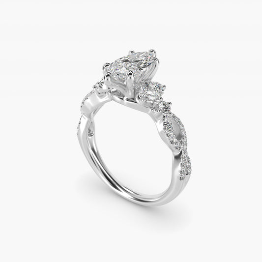 Romantic Twist Diamond Pear Accent Engagement Ring in Platinum (1/4 ct. tw.) - Marquise Center