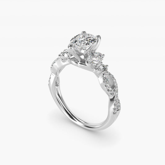 Romantic Twist Diamond Pear Accent Engagement Ring in 14k White Gold (1/4 ct. tw.) - Pear Center