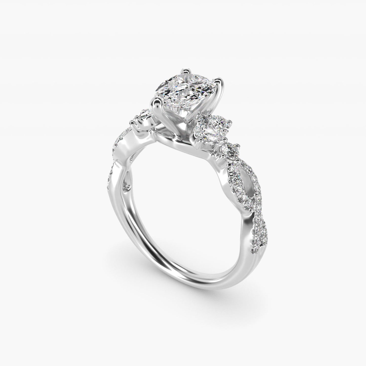 Romantic Twist Diamond Pear Accent Engagement Ring in Platinum (1/4 ct. tw.) - Pear Center