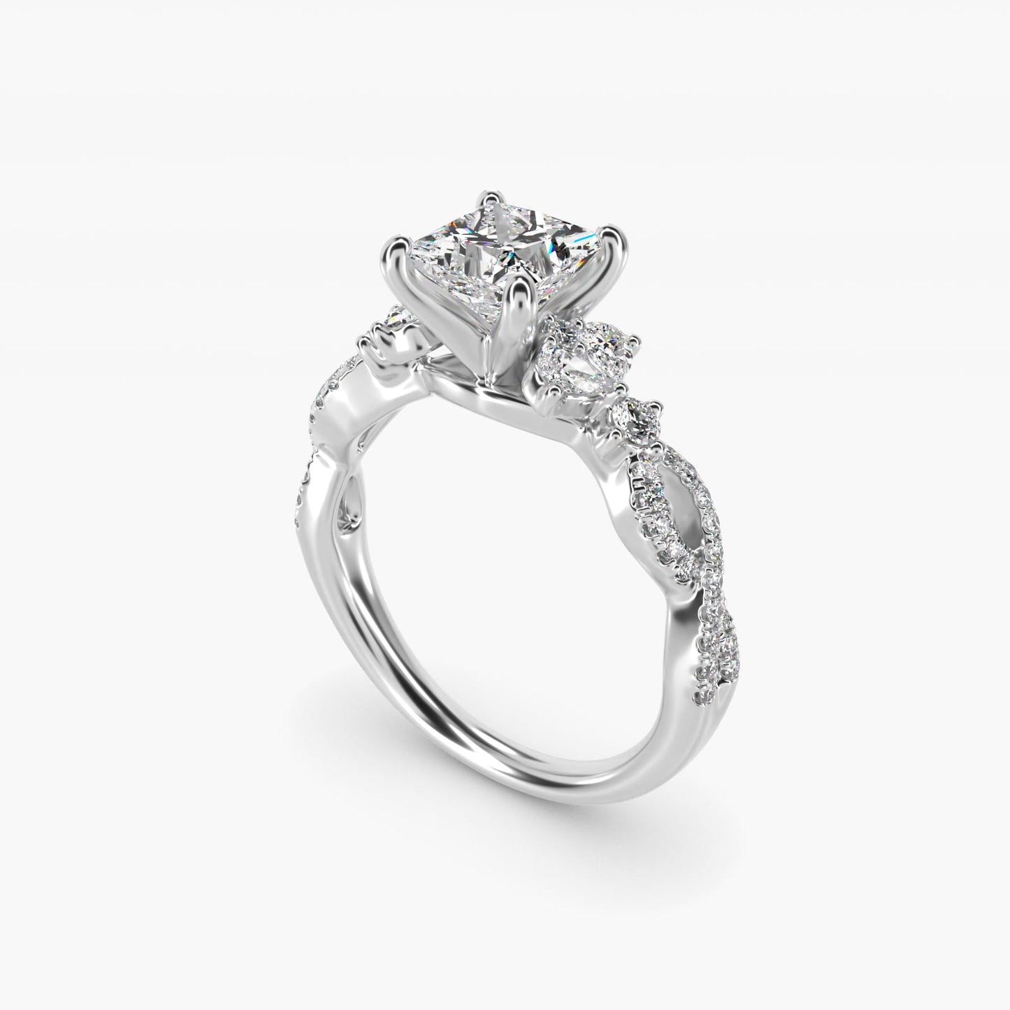 Romantic Twist Diamond Pear Accent Engagement Ring in Platinum (1/4 ct. tw.) - Princess Center
