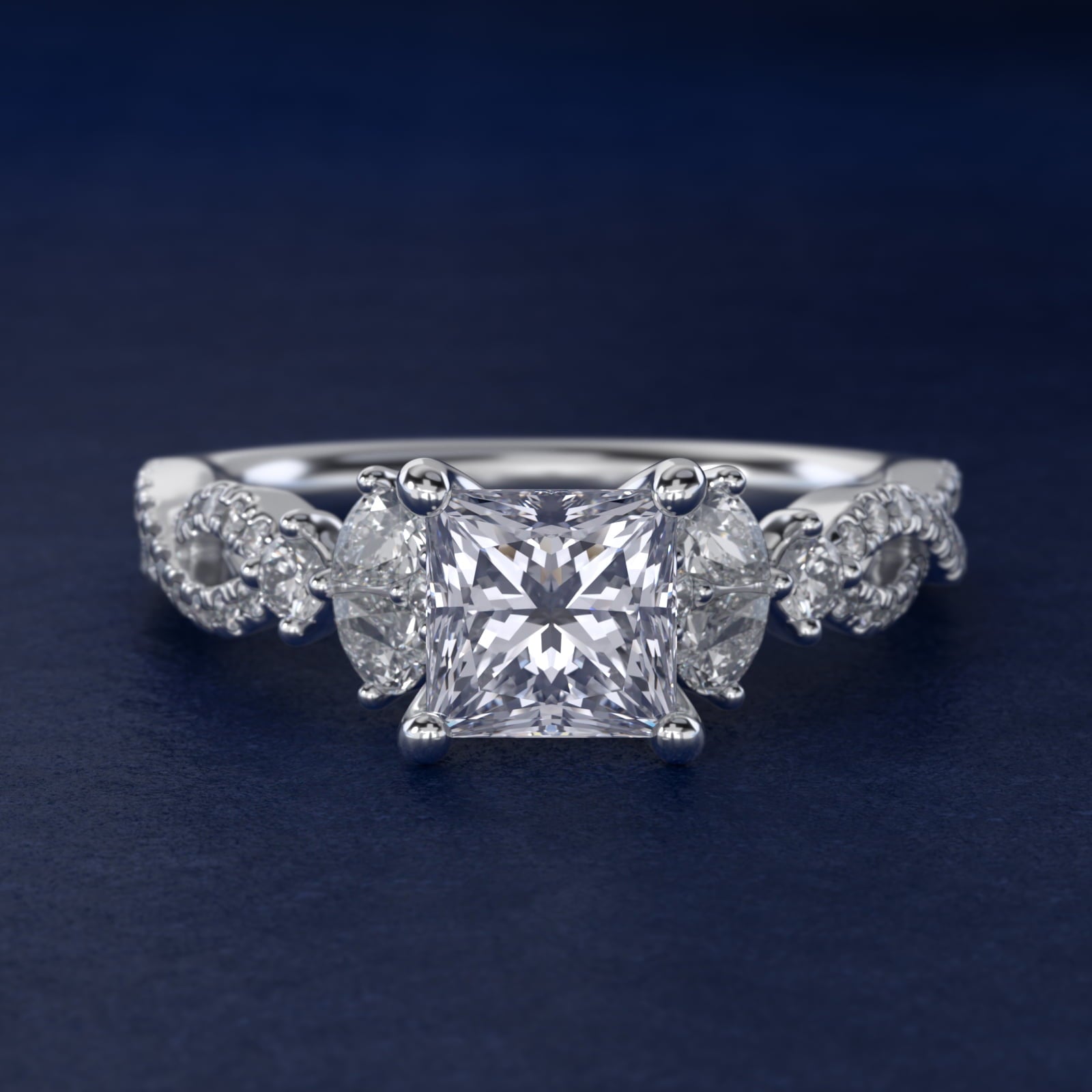 Romantic Twist Diamond Pear Accent Engagement Ring in Platinum (1/4 ct. tw.) - Princess Center