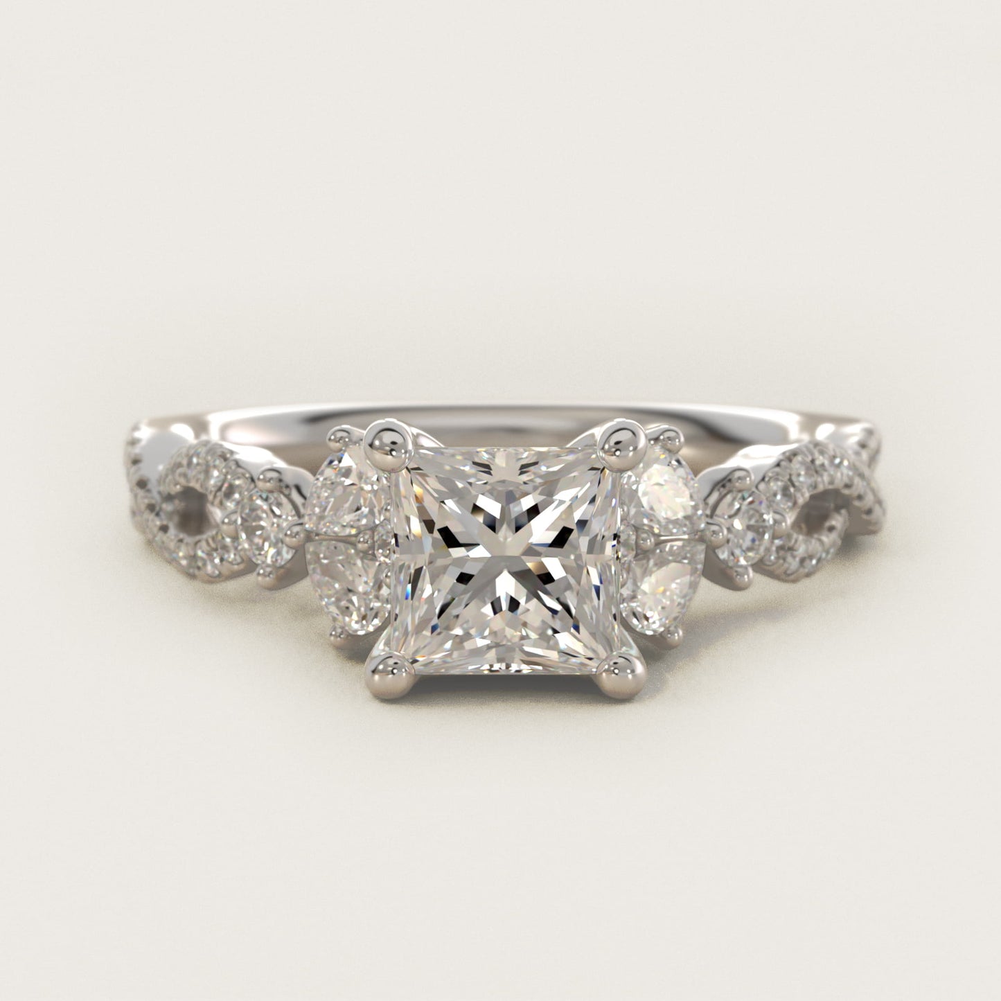 Romantic Twist Diamond Pear Accent Engagement Ring in Platinum (1/4 ct. tw.) - Princess Center