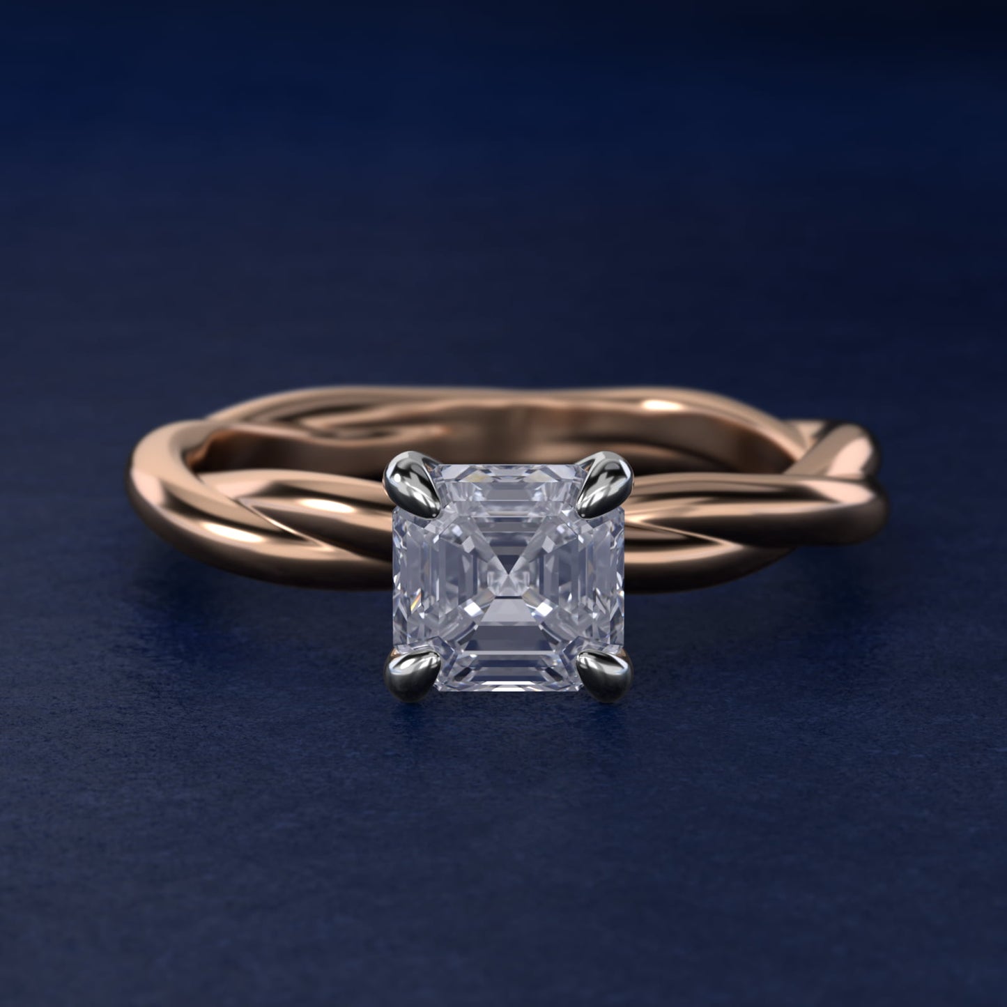 Rope Solitaire Engagement Ring In 18k Rose Gold By James Allen - Asscher Center