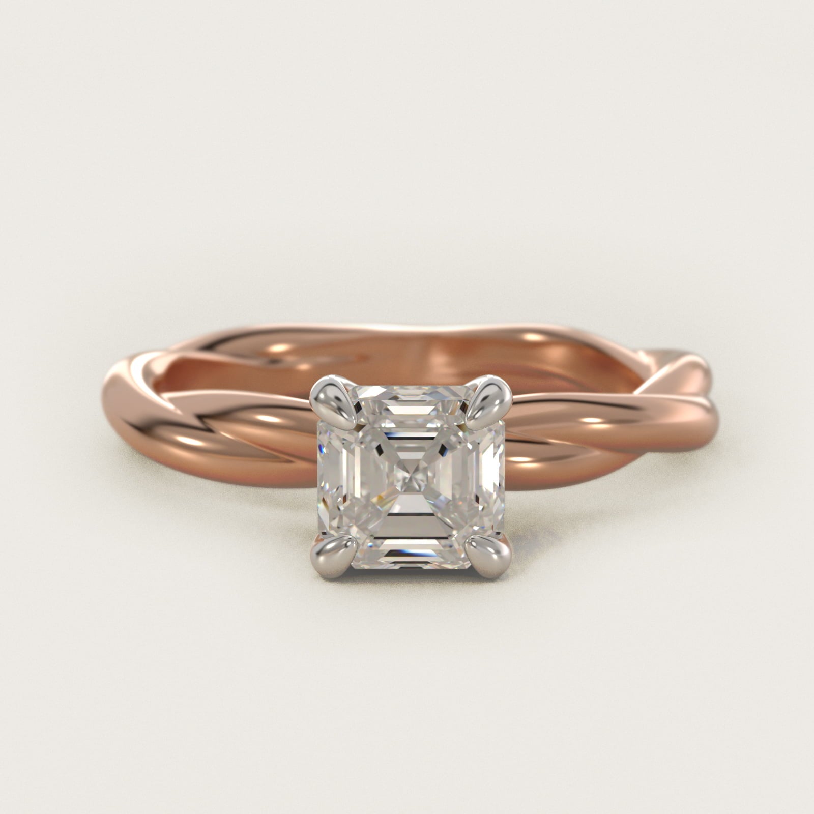 Rope Solitaire Engagement Ring In 18k Rose Gold By James Allen - Asscher Center