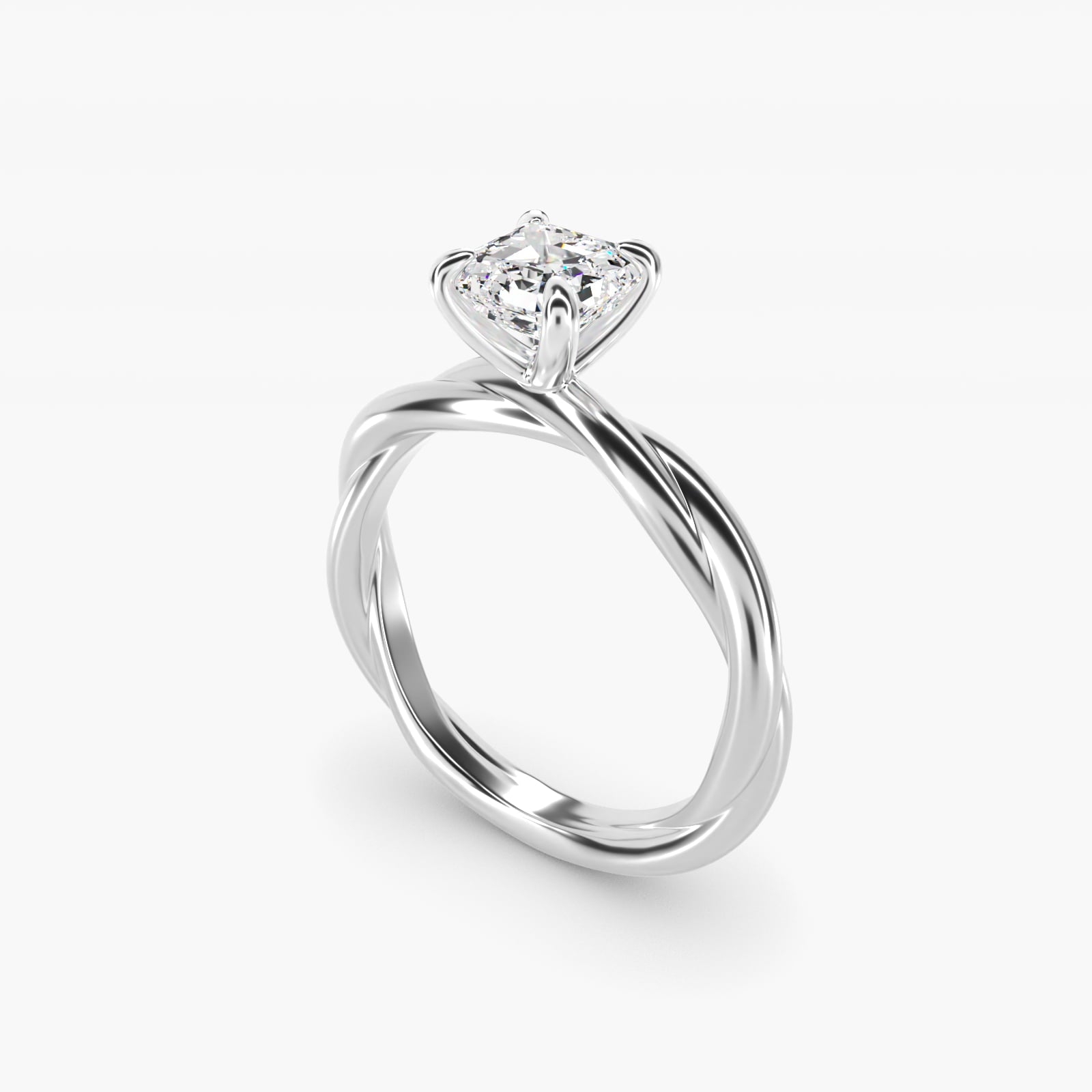 Rope Solitaire Engagement Ring In 18k White Gold By James Allen - Asscher Center