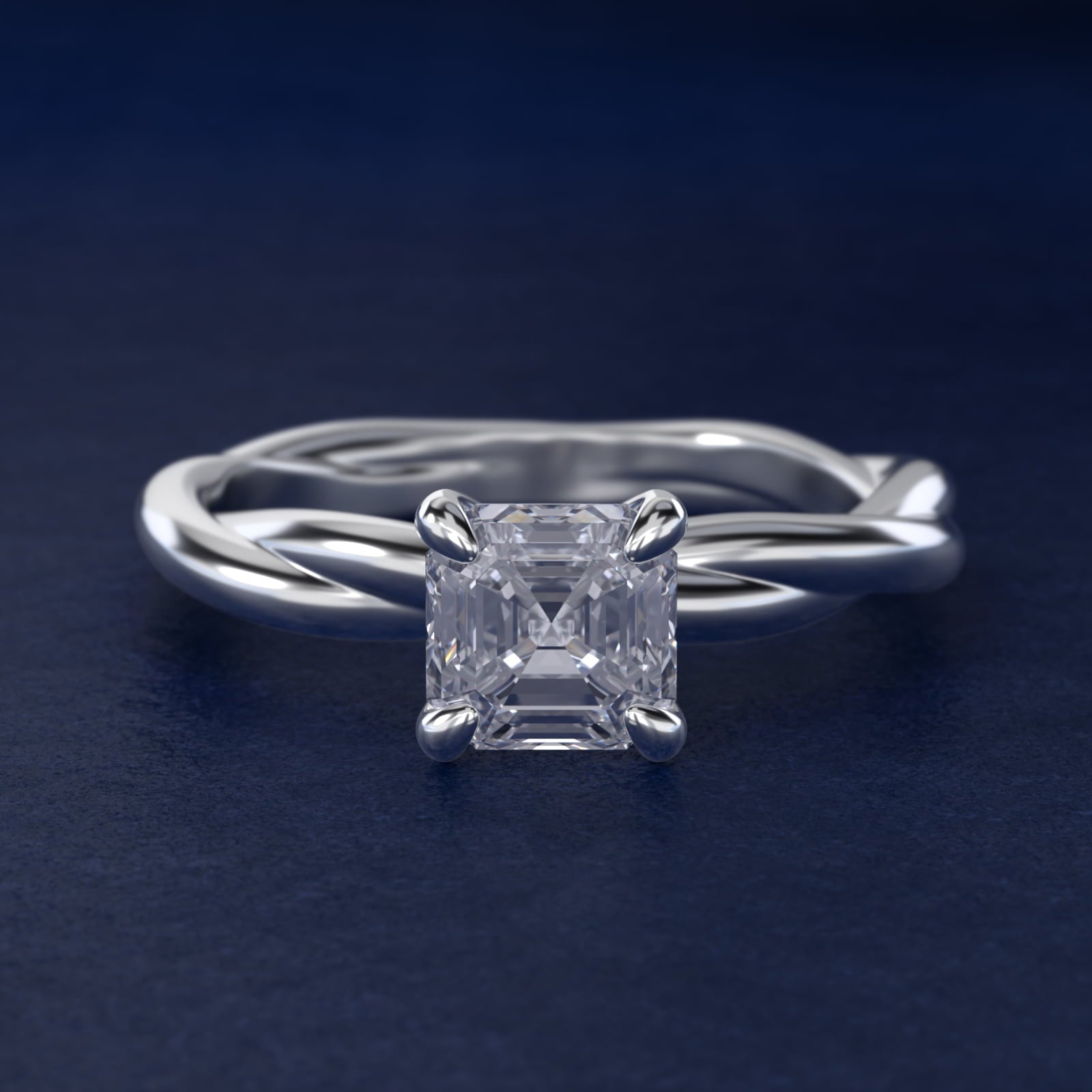 Rope Solitaire Engagement Ring In 14K White Gold By James Allen - Asscher Center