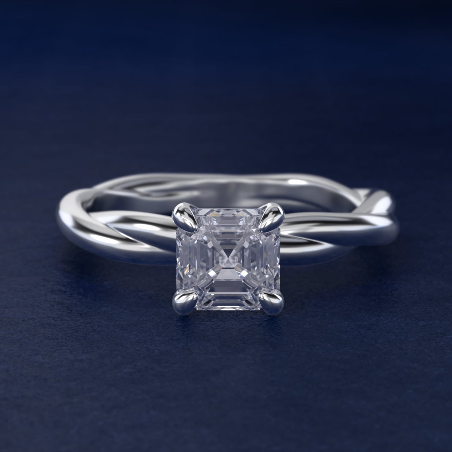 Rope Solitaire Engagement Ring In 18k White Gold By James Allen - Asscher Center