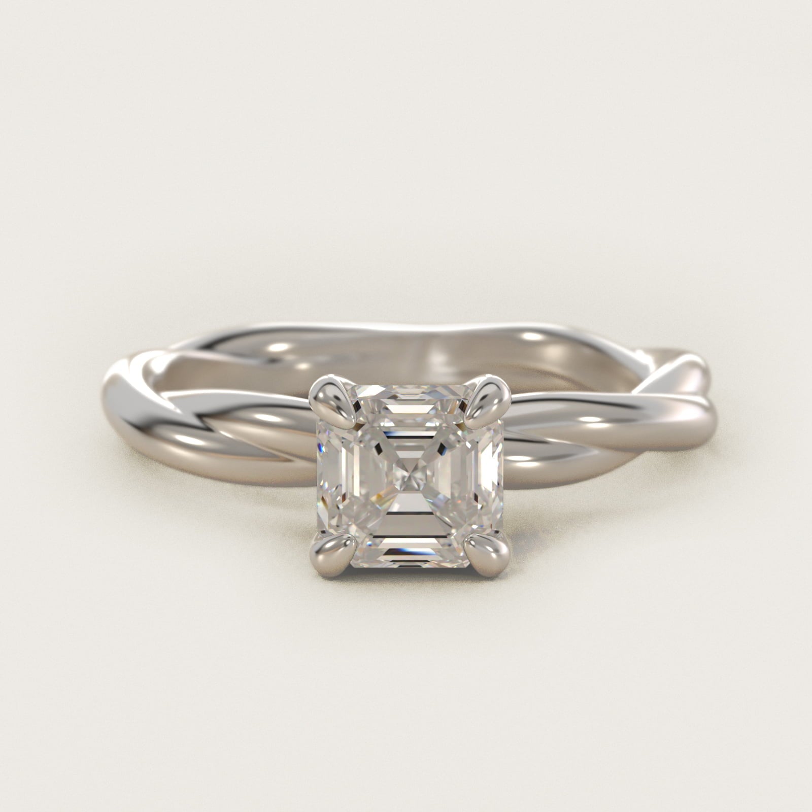 Rope Solitaire Engagement Ring In 14K White Gold By James Allen - Asscher Center