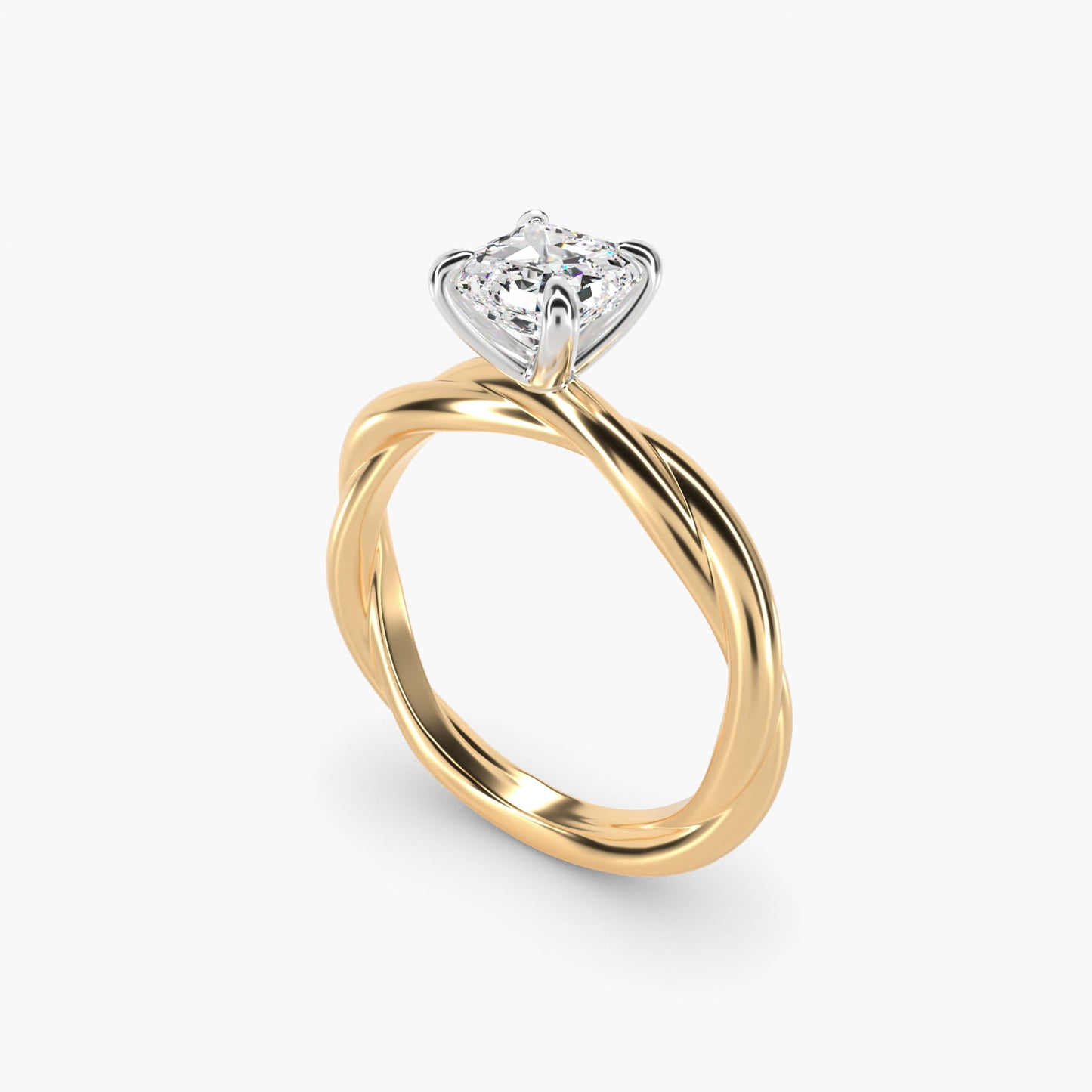 Rope Solitaire Engagement Ring In 14K Yellow Gold By James Allen - Asscher Center