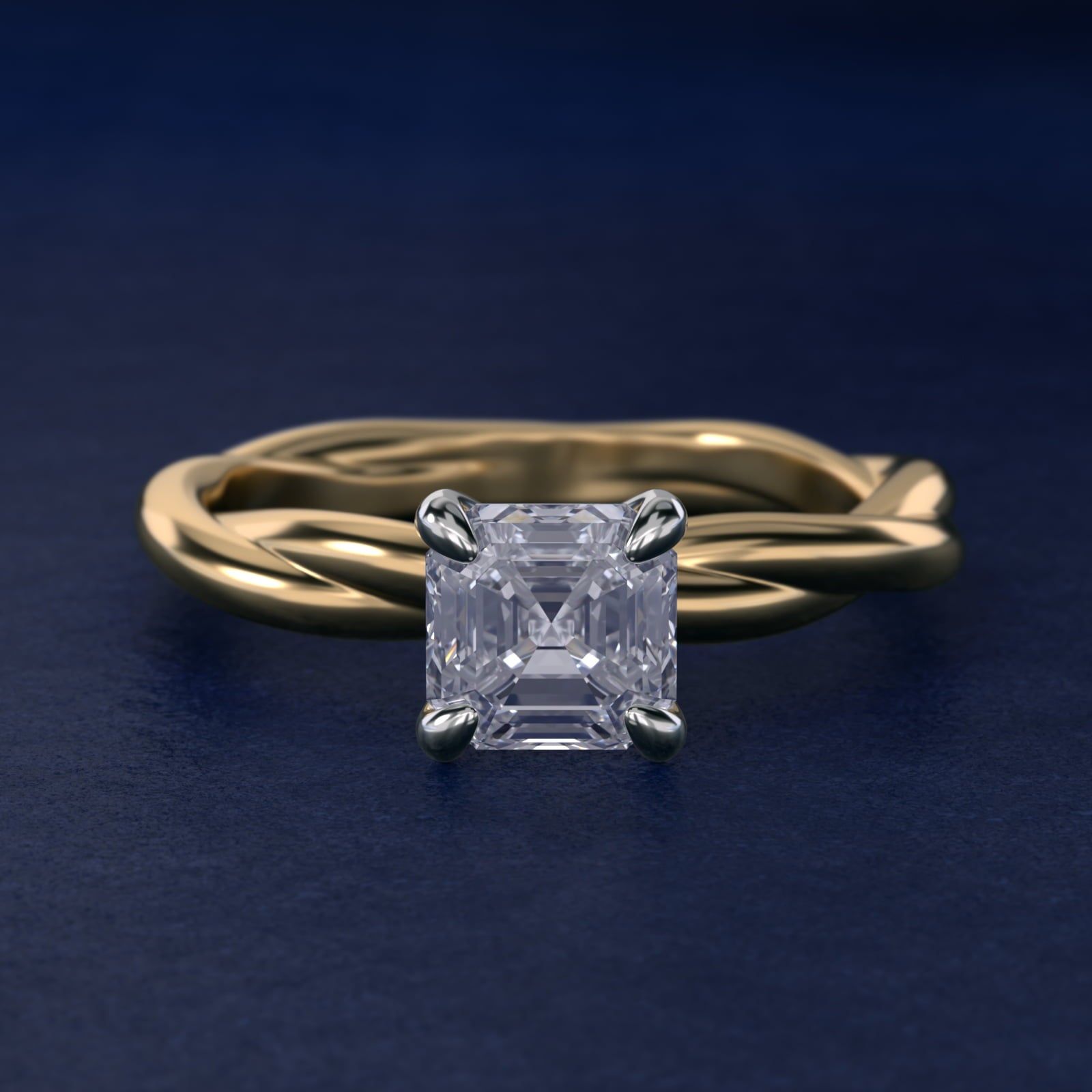 Rope Solitaire Engagement Ring In 18k Yellow Gold By James Allen - Asscher Center