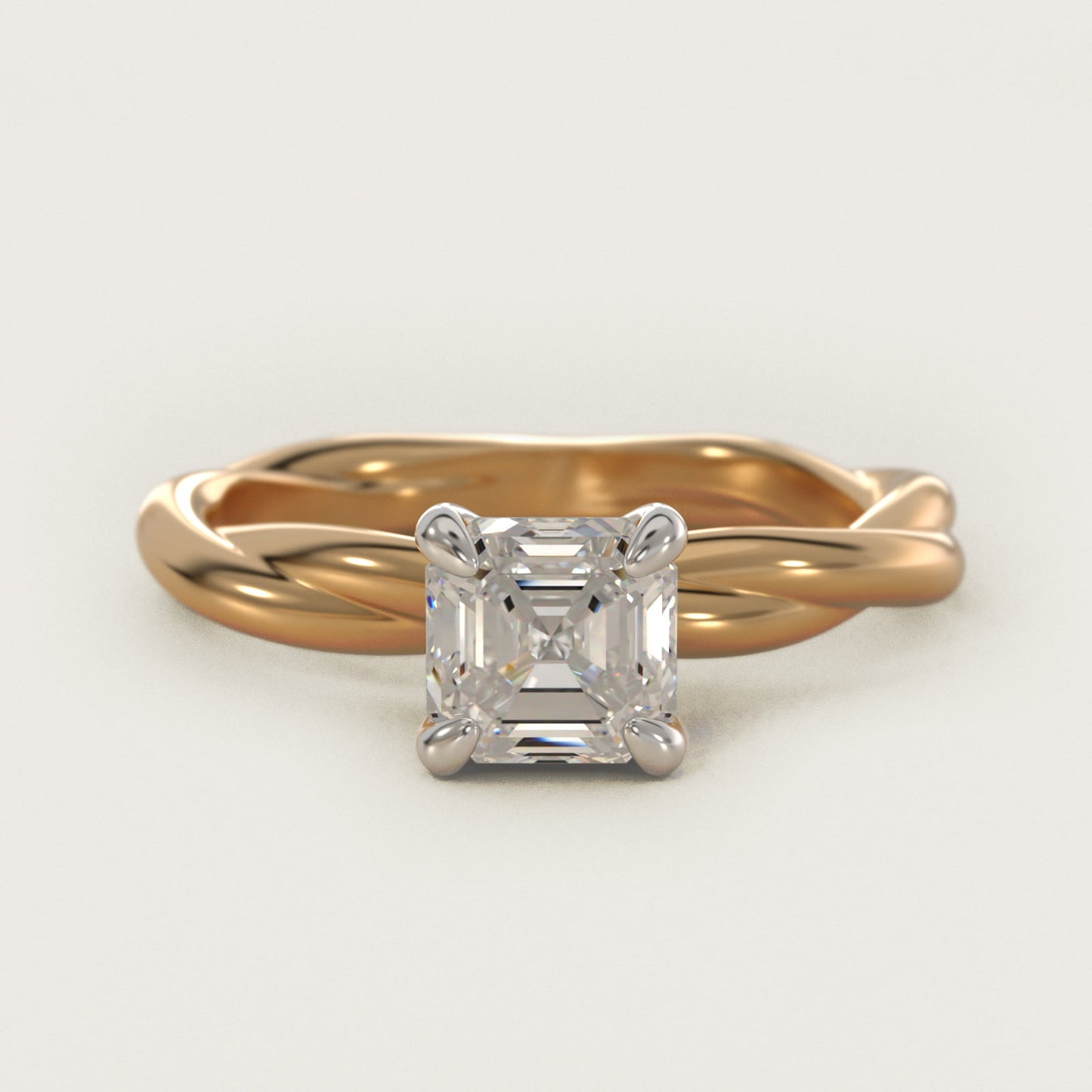 Rope Solitaire Engagement Ring In 14K Yellow Gold By James Allen - Asscher Center