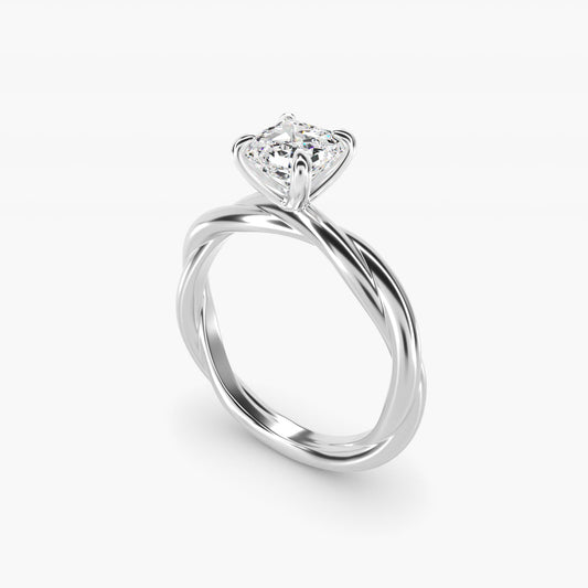 Rope Solitaire Engagement Ring In Platinum By James Allen - Asscher Center