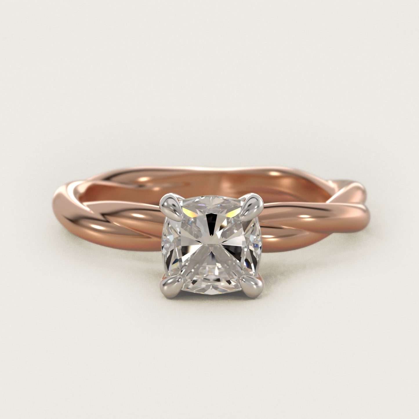 Rope Solitaire Engagement Ring In 14K Rose Gold By James Allen - Cushion Center
