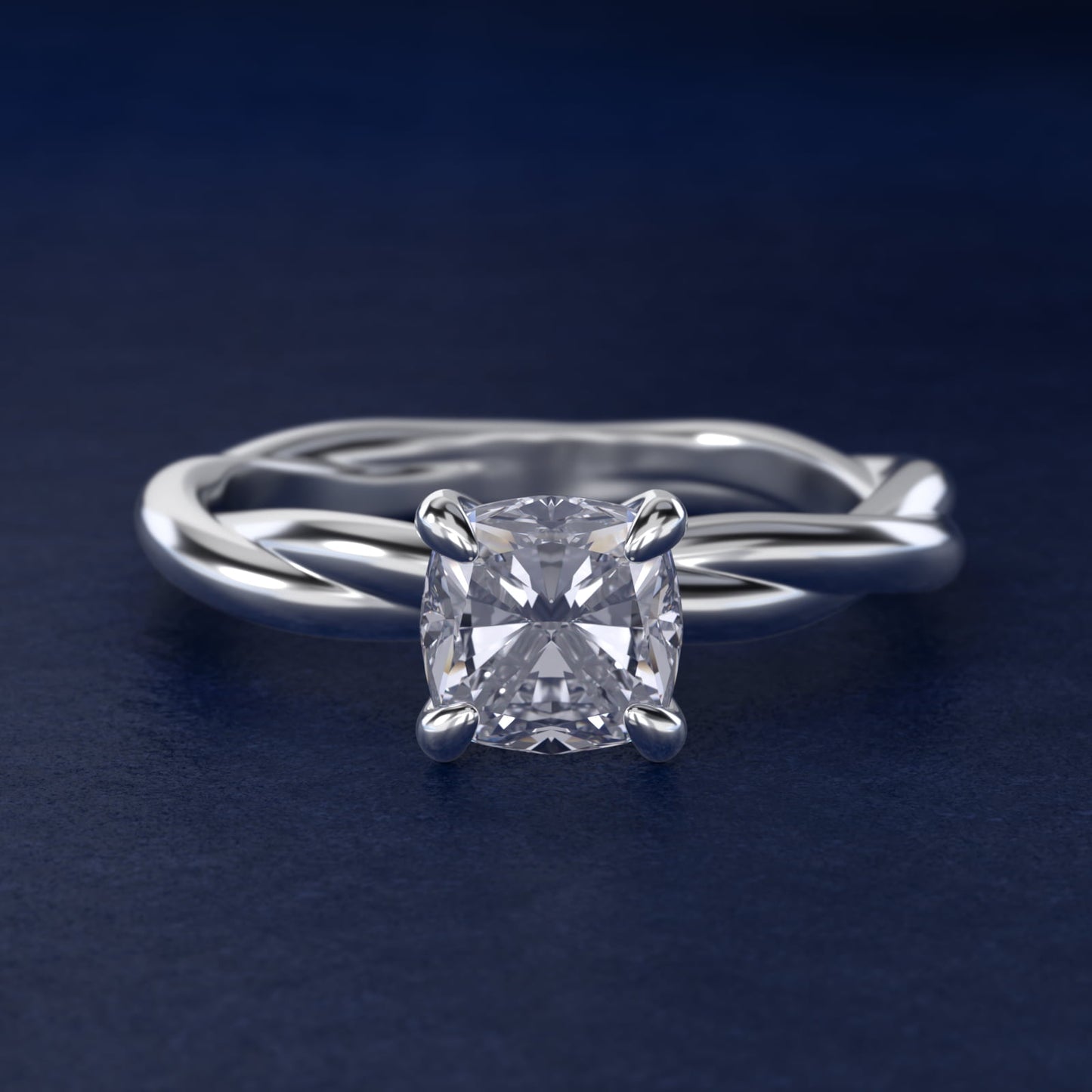Rope Solitaire Engagement Ring In 14K White Gold By James Allen - Cushion Center