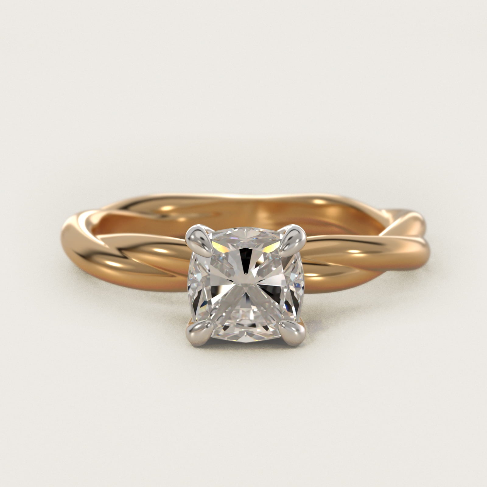 Rope Solitaire Engagement Ring In 18k Yellow Gold By James Allen - Cushion Center