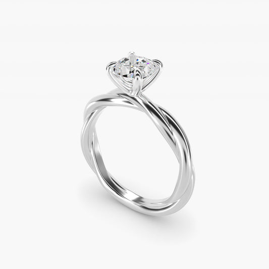 Rope Solitaire Engagement Ring In Platinum By James Allen - Cushion Center