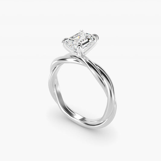 Rope Solitaire Engagement Ring In 14K White Gold By James Allen - Emerald Center