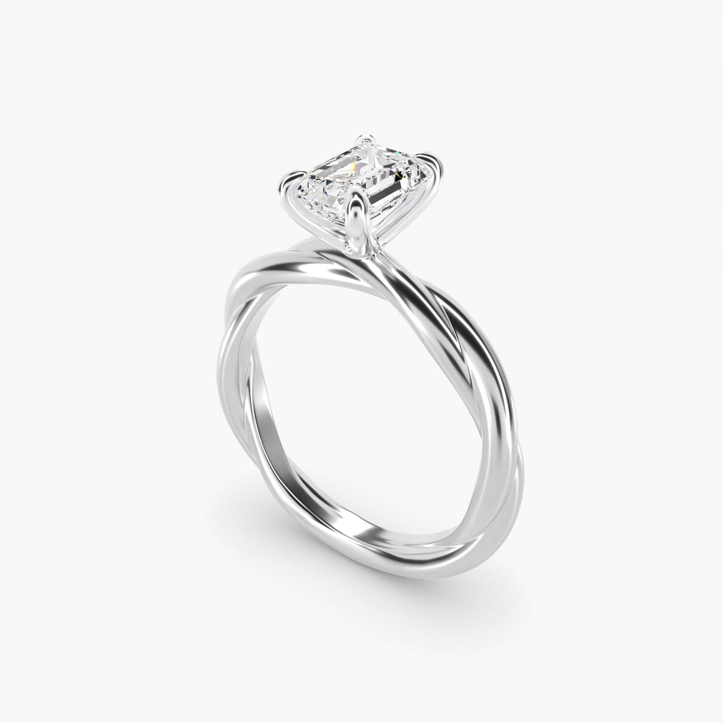 Rope Solitaire Engagement Ring In 18k White Gold By James Allen - Emerald Center