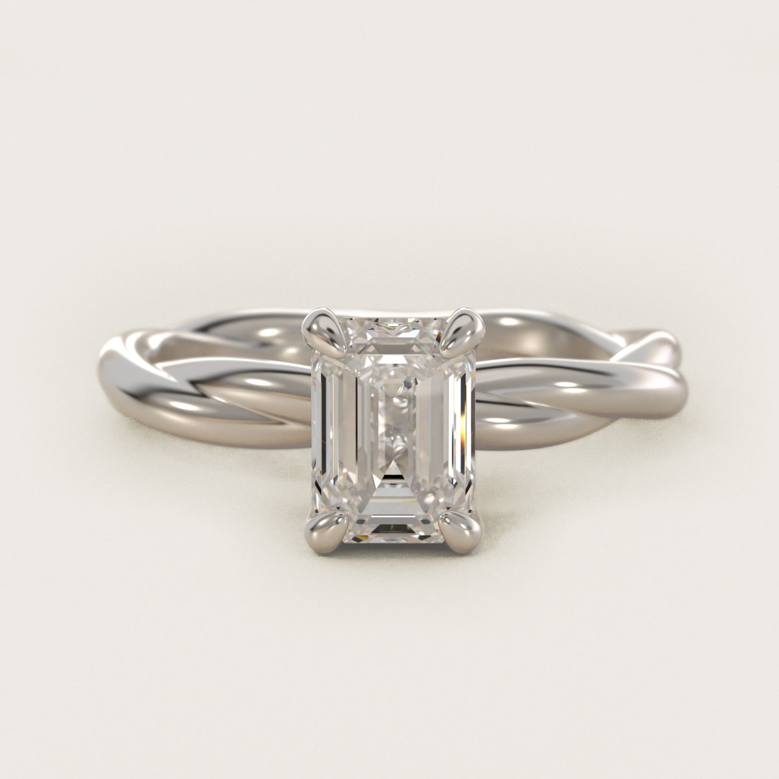 Rope Solitaire Engagement Ring In 18k White Gold By James Allen - Emerald Center