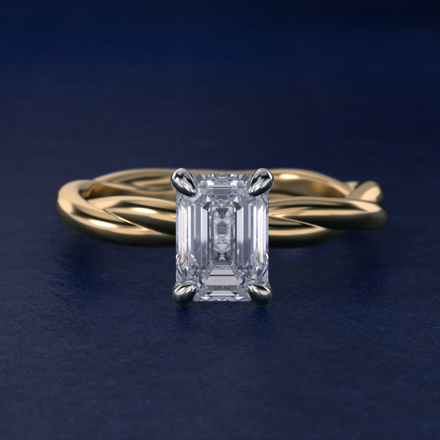 Rope Solitaire Engagement Ring In 14K Yellow Gold By James Allen - Emerald Center