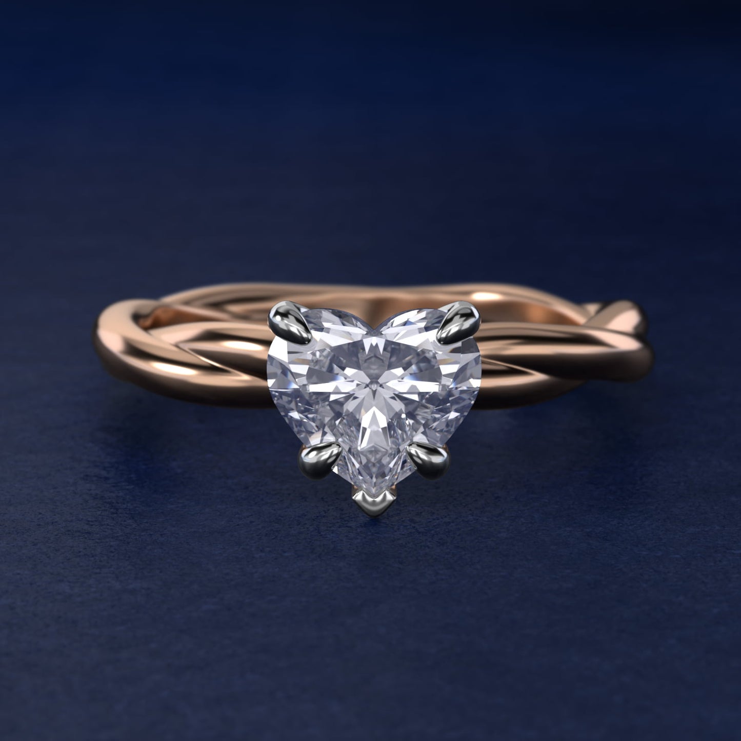 Rope Solitaire Engagement Ring In 14K Rose Gold By James Allen - Heart Center