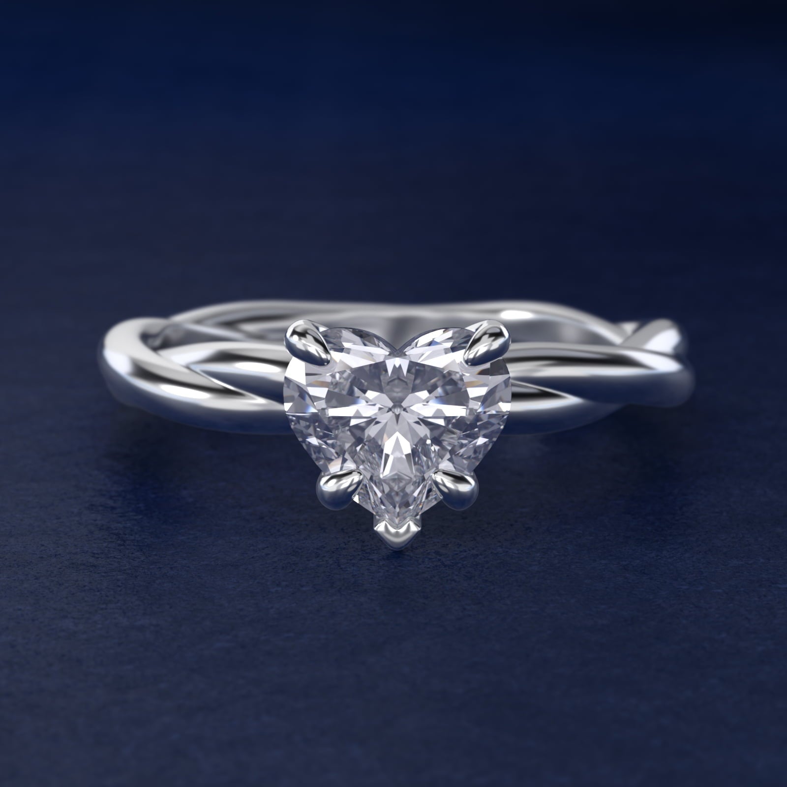 Rope Solitaire Engagement Ring In 18k White Gold By James Allen - Heart Center
