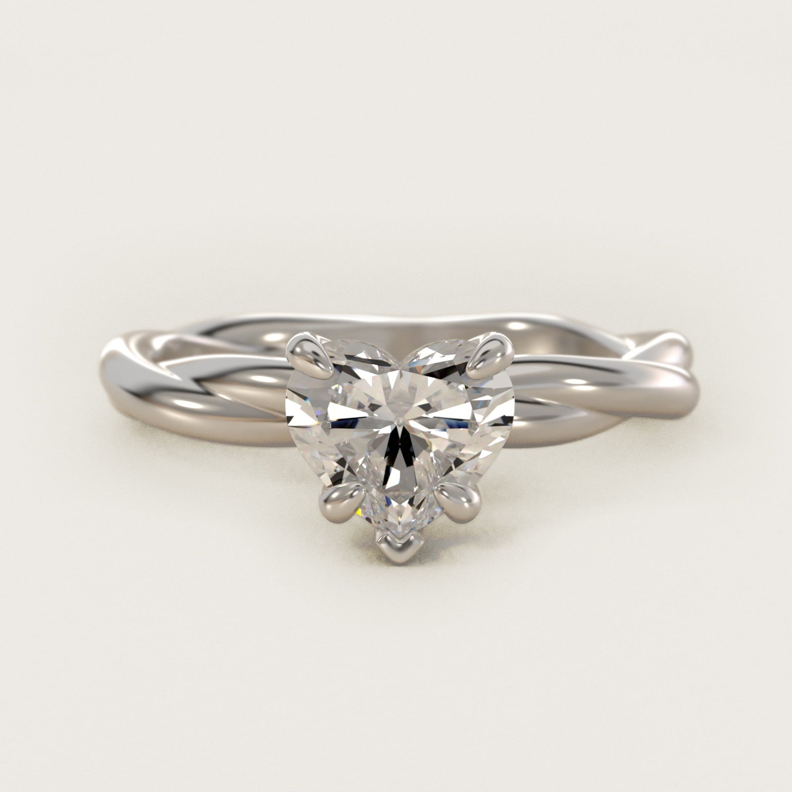 Rope Solitaire Engagement Ring In 14K White Gold By James Allen - Heart Center