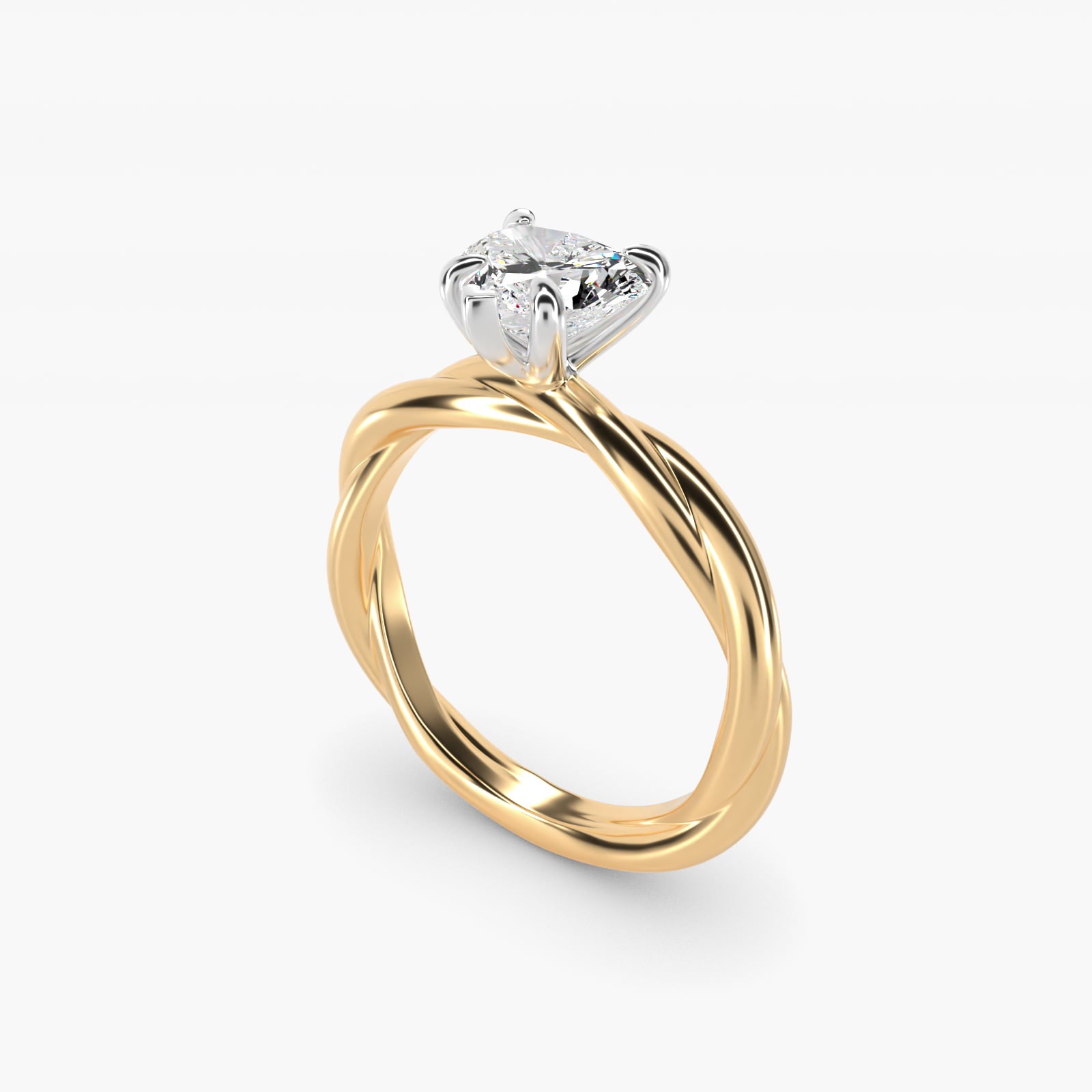 Rope Solitaire Engagement Ring In 14K Yellow Gold By James Allen - Heart Center