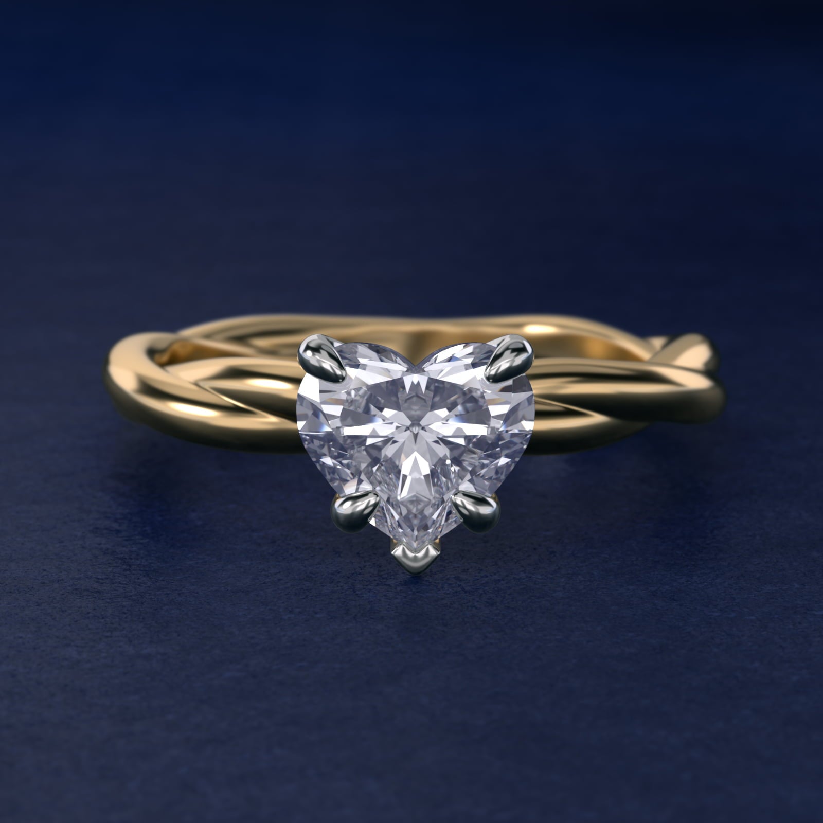 Rope Solitaire Engagement Ring In 18k Yellow Gold By James Allen - Heart Center