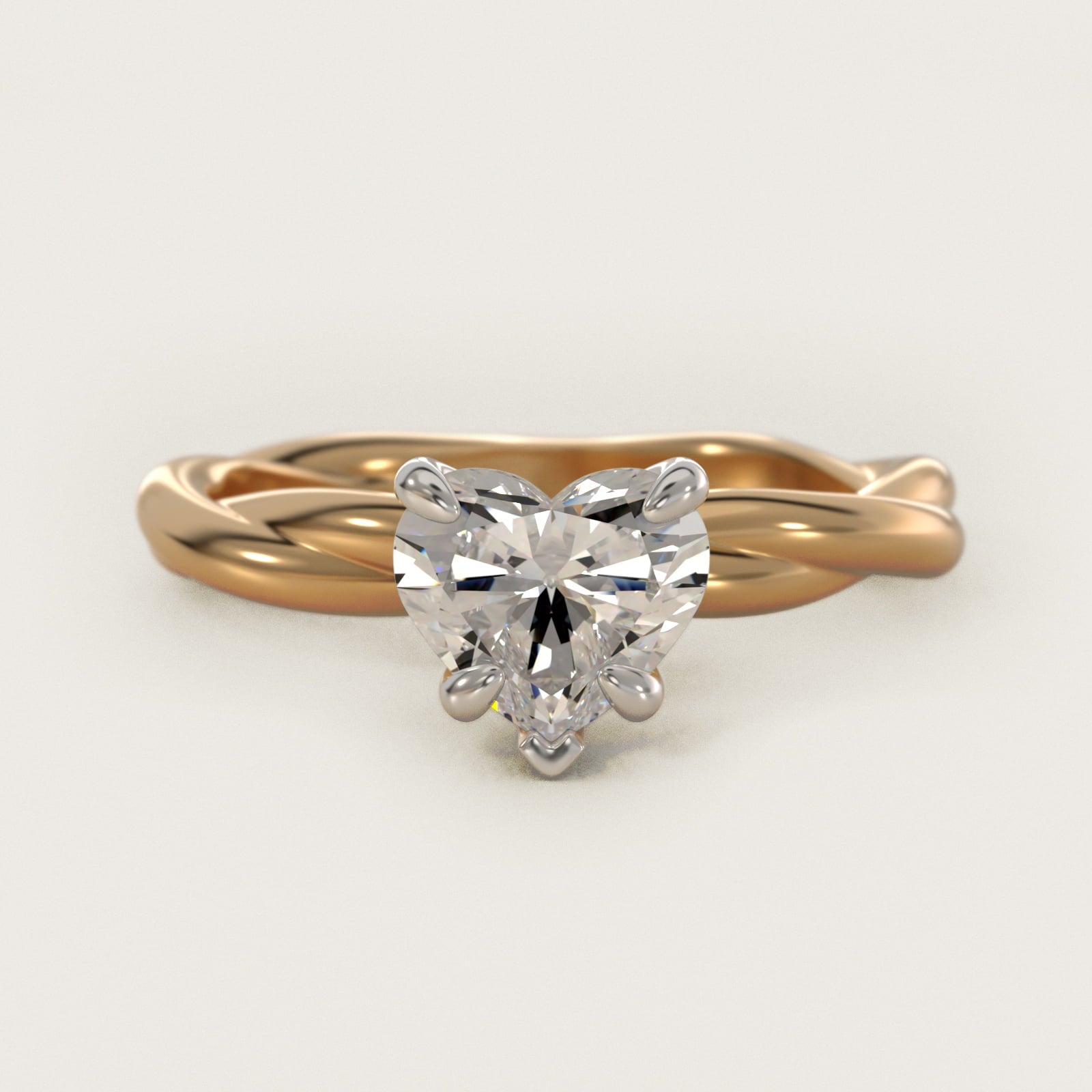 Rope Solitaire Engagement Ring In 18k Yellow Gold By James Allen - Heart Center