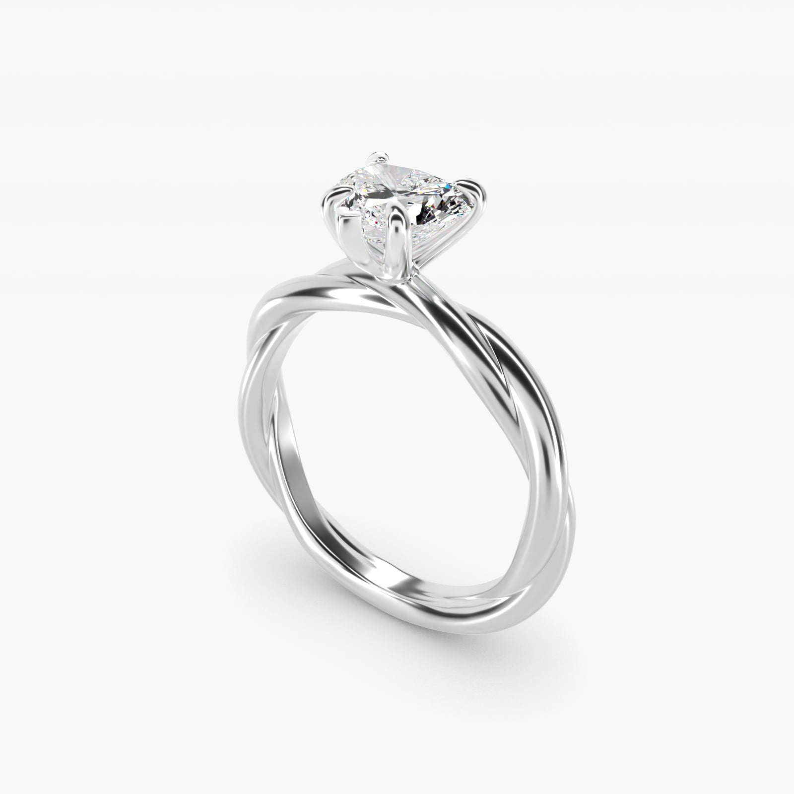 Rope Solitaire Engagement Ring In Platinum By James Allen - Heart Center