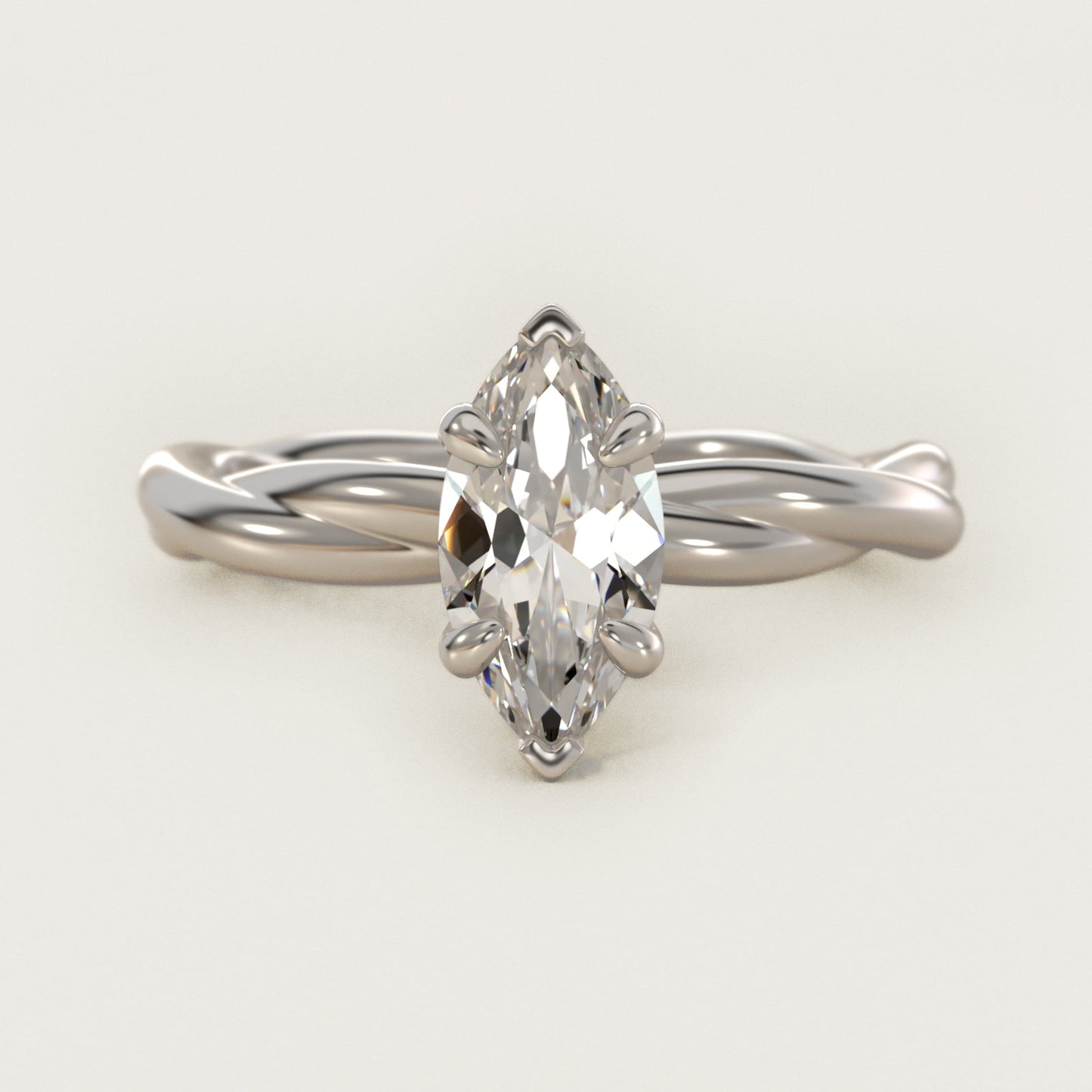 Rope Solitaire Engagement Ring In Platinum By James Allen - Marquise Center