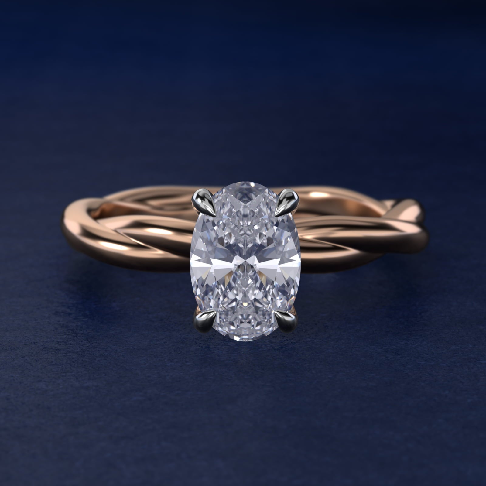 Rope Solitaire Engagement Ring In 18k Rose Gold By James Allen - Oval Center