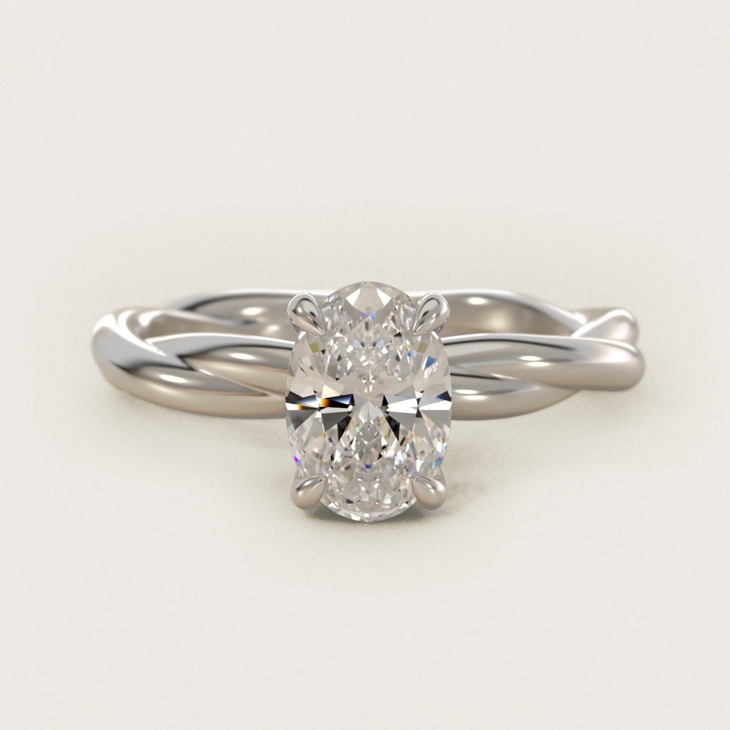 Rope Solitaire Engagement Ring In 18k White Gold By James Allen - Oval Center