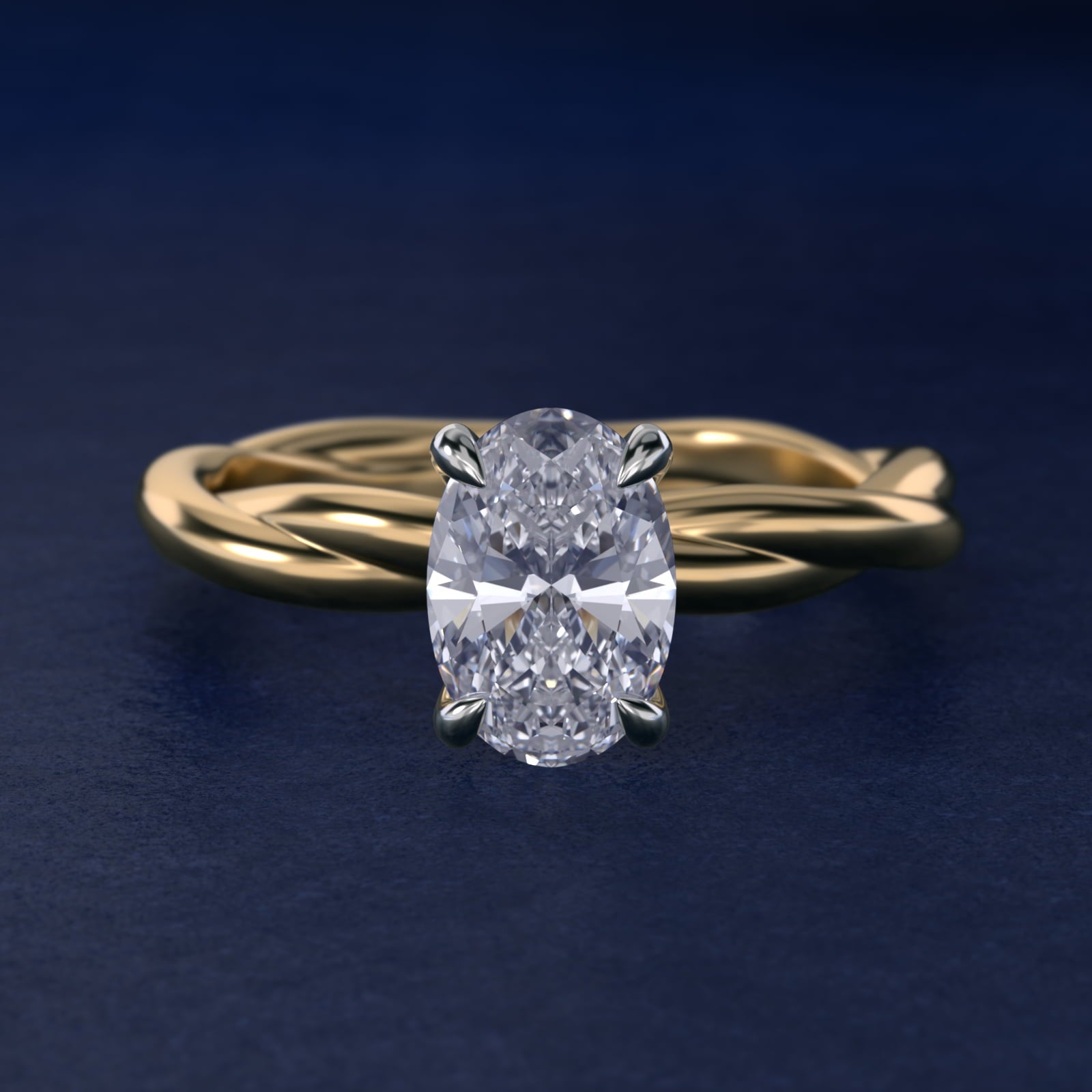 Rope Solitaire Engagement Ring In 14K Yellow Gold By James Allen - Oval Center