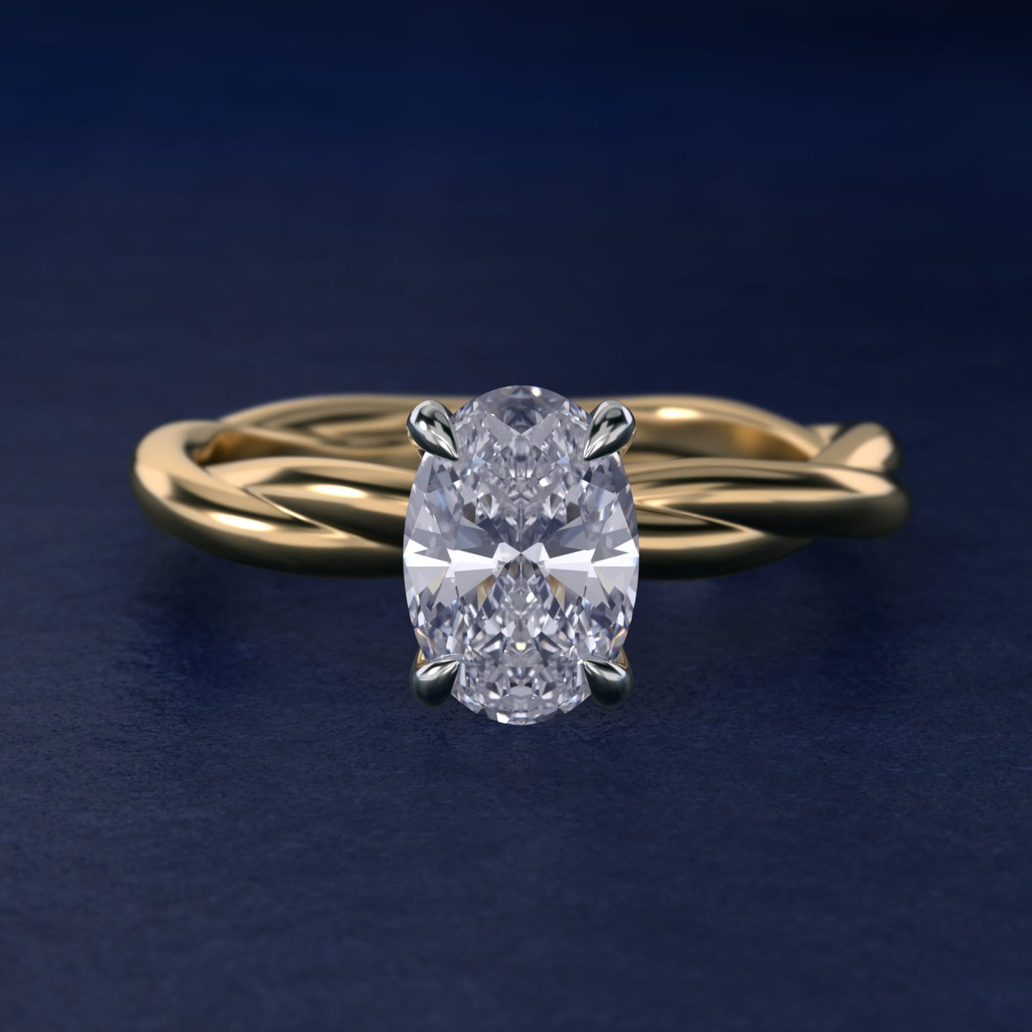 Rope Solitaire Engagement Ring In 18k Yellow Gold By James Allen - Oval Center