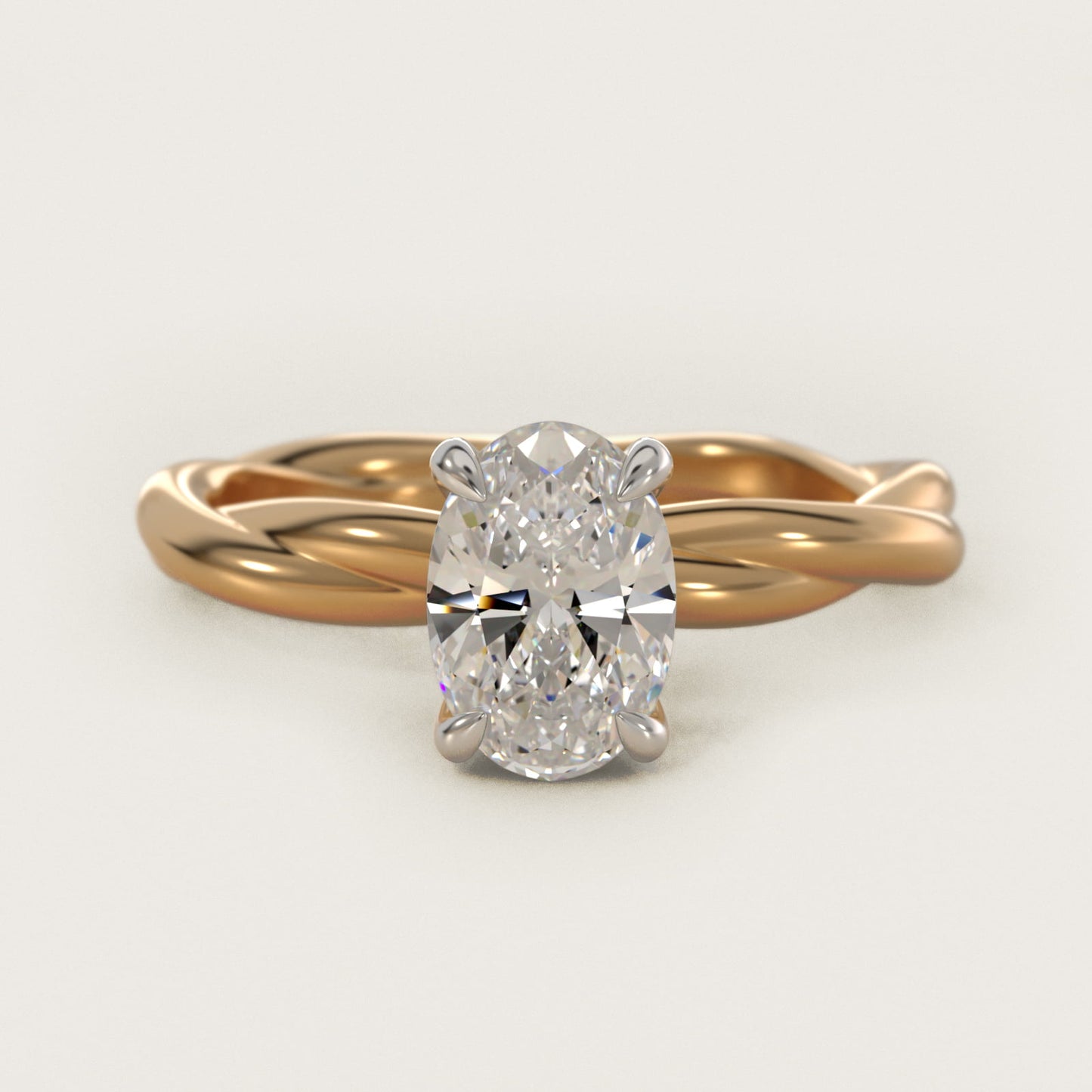Rope Solitaire Engagement Ring In 14K Yellow Gold By James Allen - Oval Center